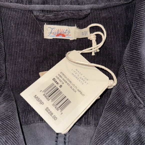 NWT FAHERTY STRETCH CORDUROY UTILITY JUMPSUIT IN WASHED BLACK Small - Picture 14 of 15